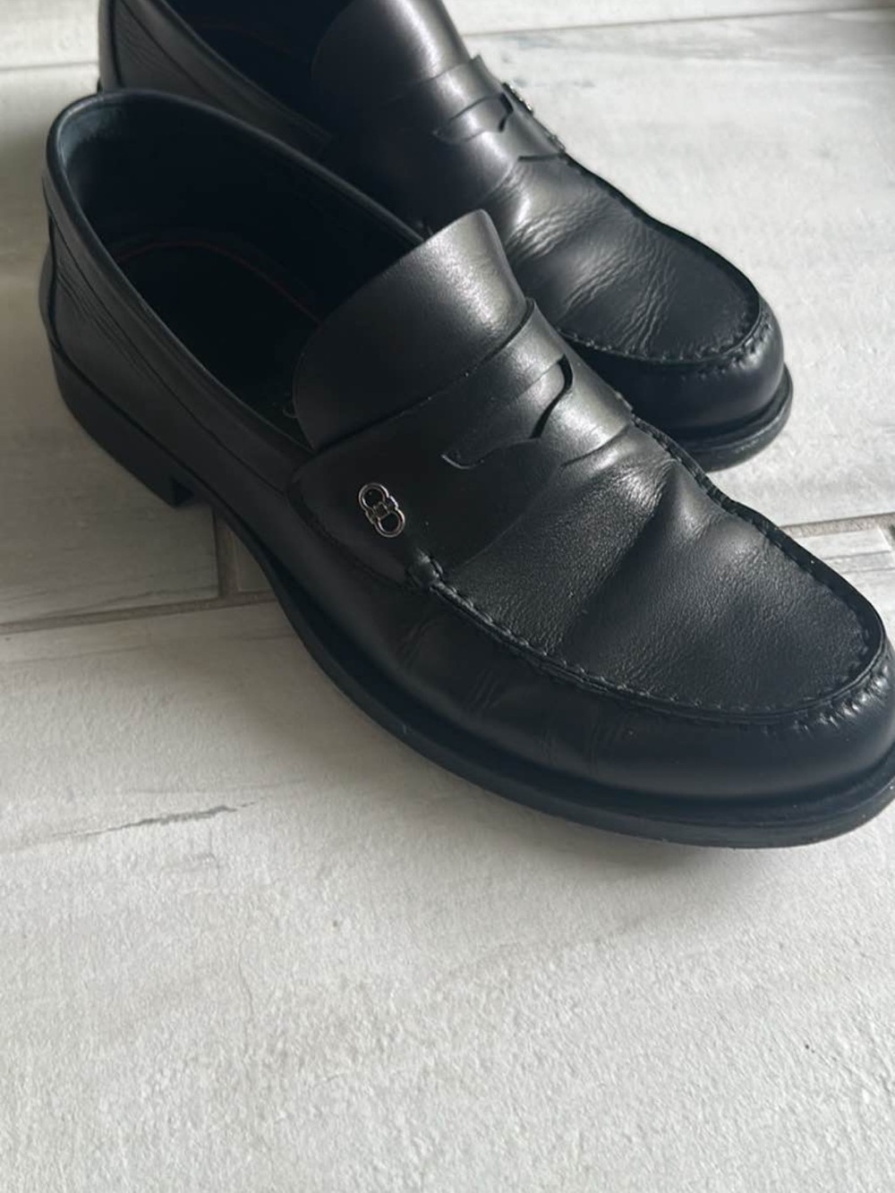 Salvatore Ferragamo Black Leather Penny Loafers